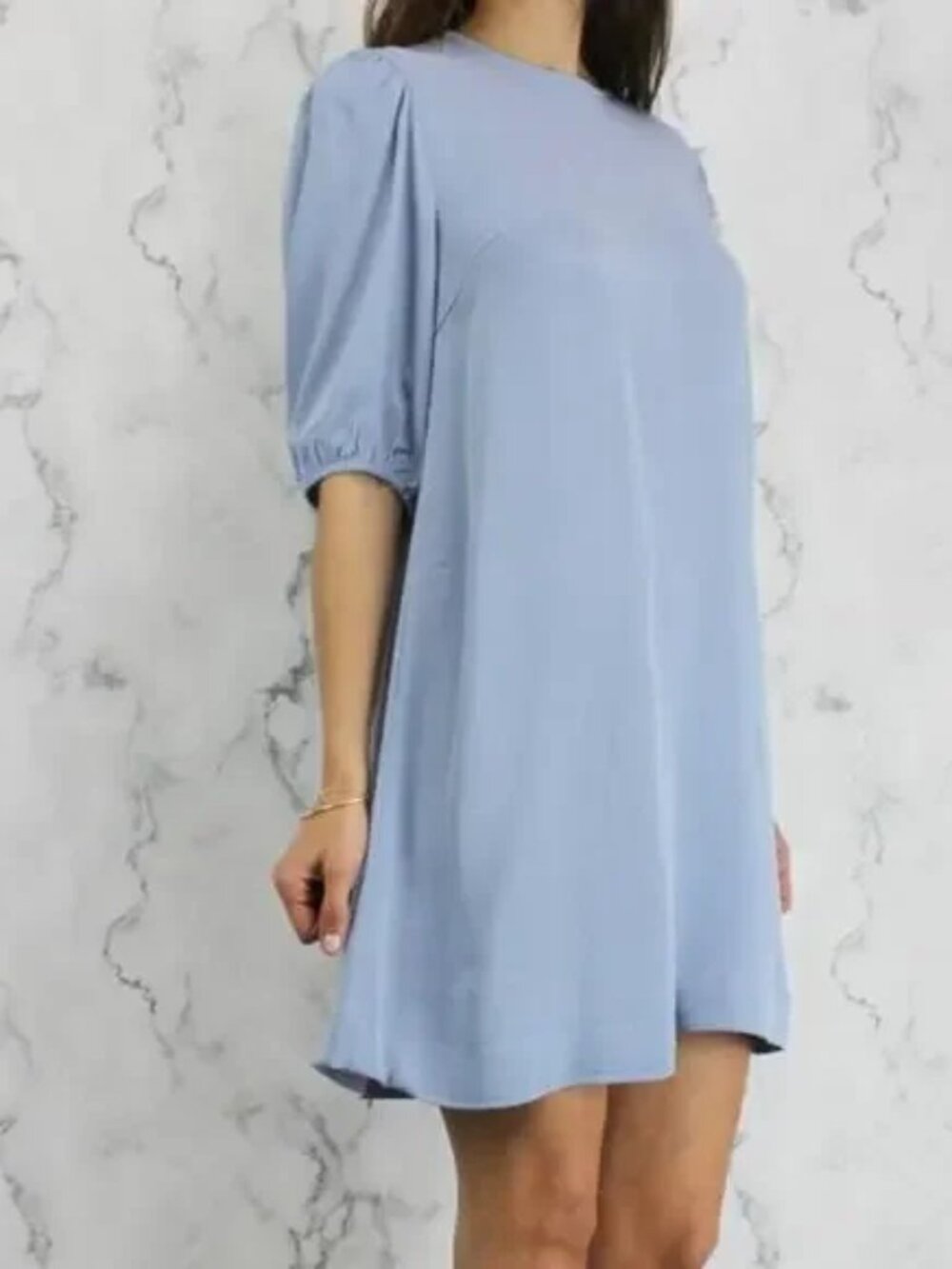 Samsoe Aram Dress Short Sleeve Blue Gray Shift Mini Midi Versatile LARGE